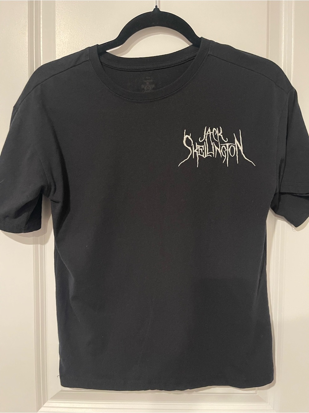 Disney Black Tee with White Jack Skellington Chest Script